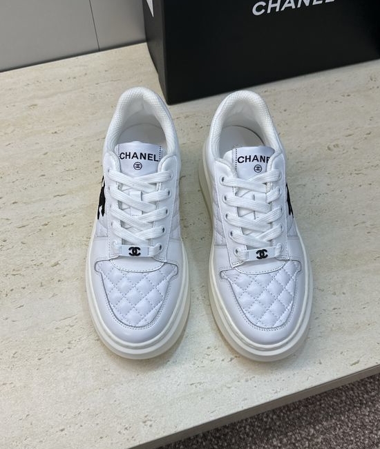 Chanel Quilted Lace-up Casual Sneakers Thick Comfort Sole