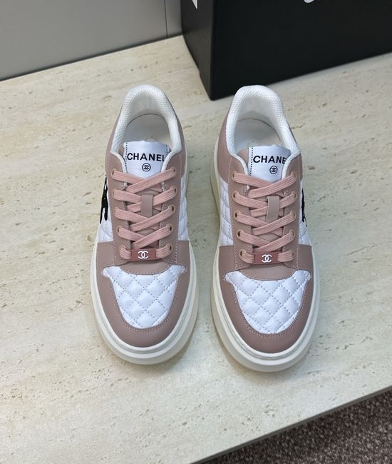 Chanel Quilted Lace-up Casual Sneakers Thick Comfort Sole