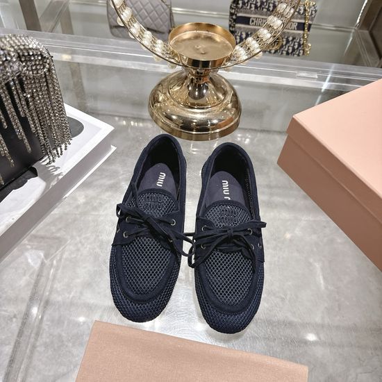Miu Miu Vintage Suede Bow Decor Slip On Casual Shoes