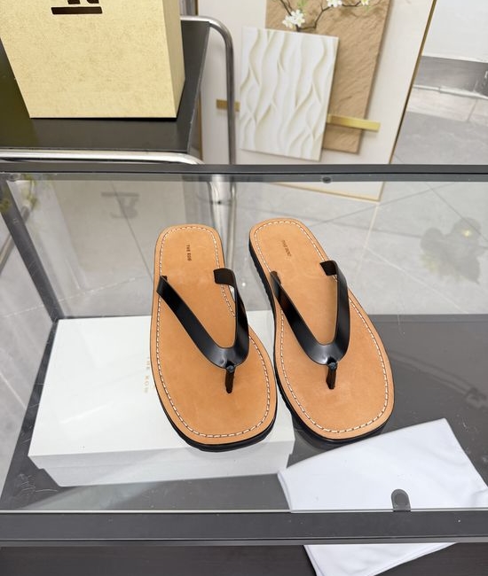 The Row Minimalist Genuine Leather Flip Flops