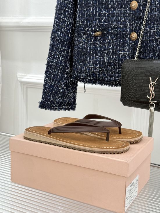 Miu Miu Minimalist Thong Sandals with Subtle Logo Detail