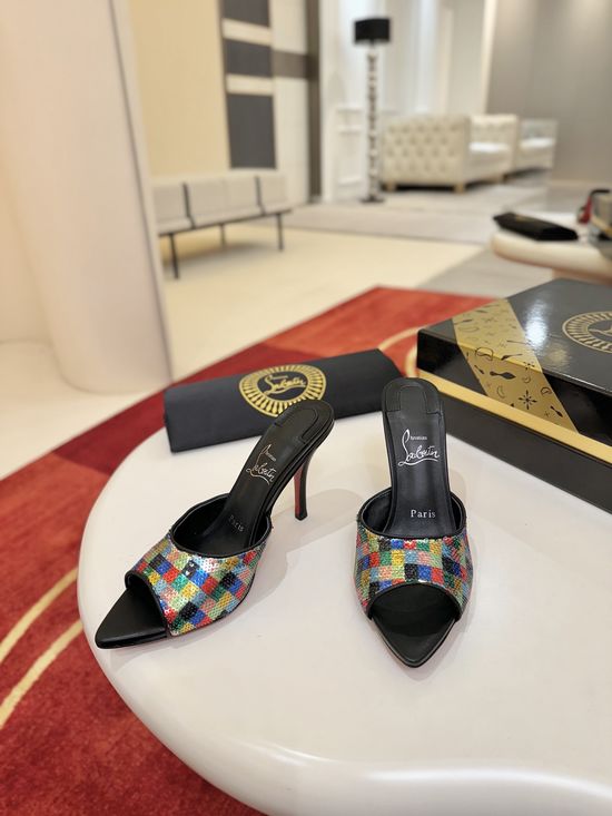 Christian Louboutine Pointed Toe Stiletto Heel Casual Slides