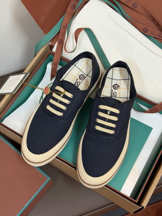 Loro Piana Comfortable Canvas Casual Shoes Soft Sole Daily Footwear