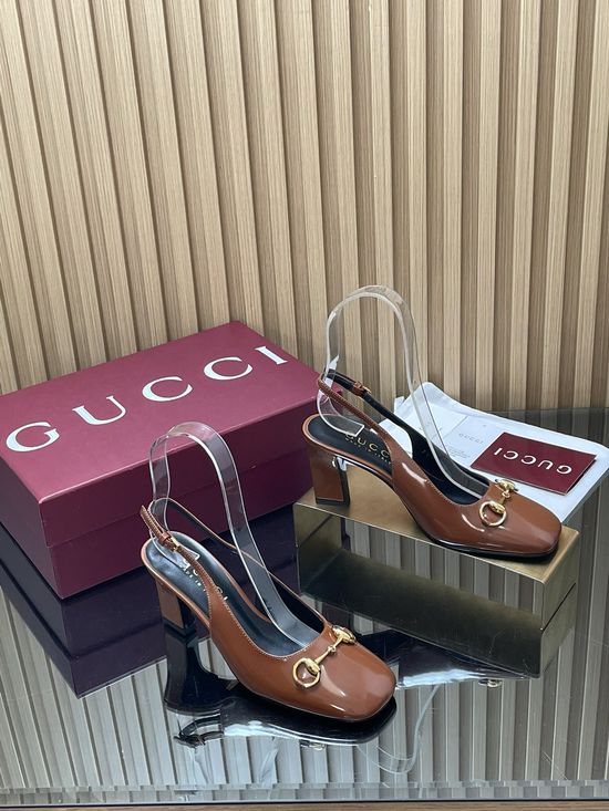 Gucci Block Heel Buckle Fastening Leather Dress Sandals