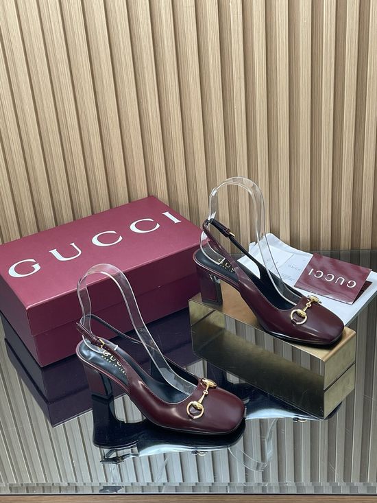 Gucci Block Heel Buckle Fastening Leather Dress Sandals