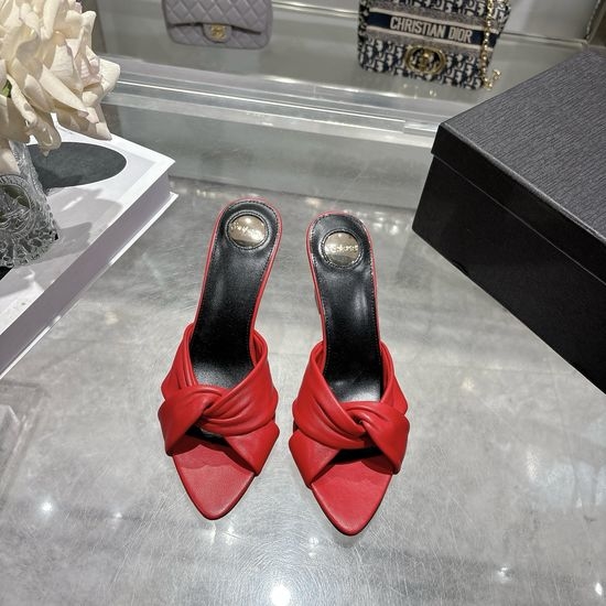 Yves Saint Laurent YSL Knotted Pointed Toe Block Heel Mules