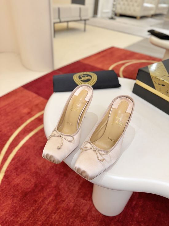 Christian Louboutine Satin Lace-Up Square Toe High Heel Pumps