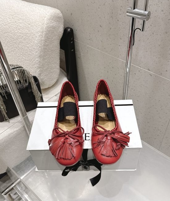 Cotemp Fringe Trim Soft Leather Ballet Flats With Cushioned Insole