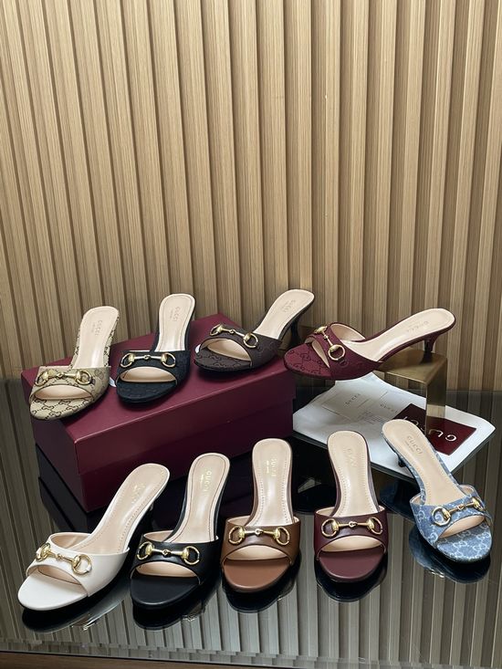 Gucci Horsebit Kitten Heel Slide Sandals