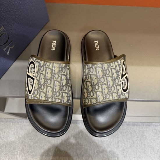 Christian Dior CD Classic Printed Sandals with Adjustable Magic Tape Closure