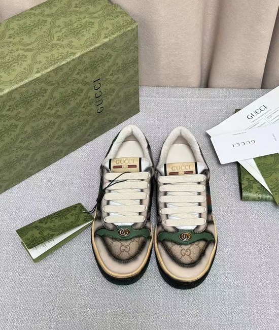 Gucci Premium Distressed Leather Casual Lifestyle Shoes