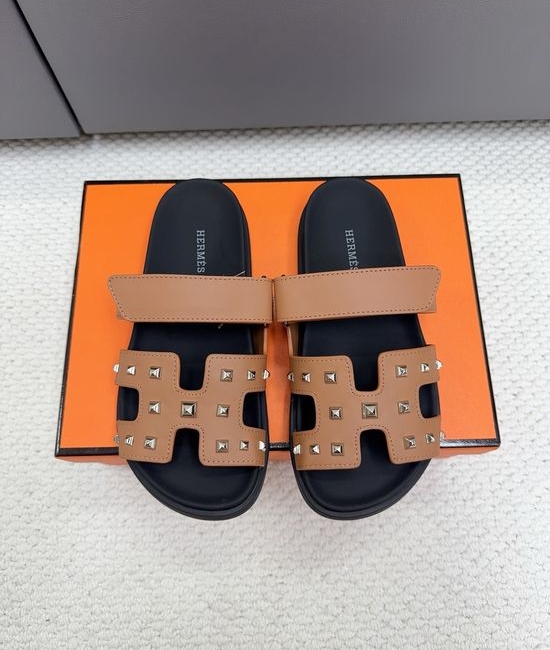 Hermes Genuine Leather Non-slip Casual Flip Flop Sandals