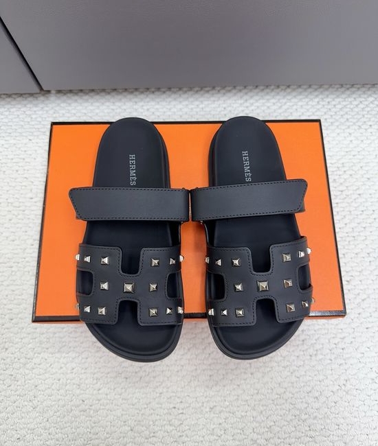 Hermes Genuine Leather Non-slip Casual Flip Flop Sandals