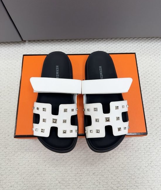 Hermes Genuine Leather Non-slip Casual Flip Flop Sandals