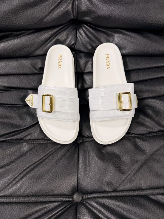 Prada Genuine Sheepskin Lightweight Comfortable Casual Slides