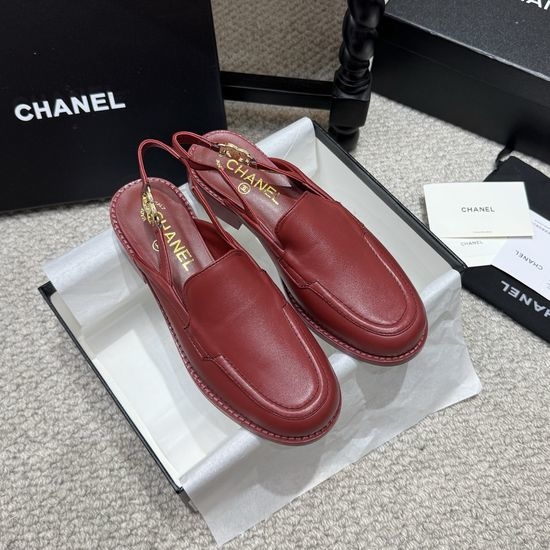 Chanel Rhinestone Buckle Leather Loafer Slip On Casual Shoes
