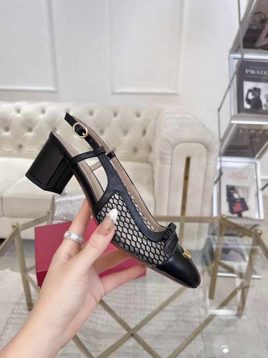 Valentino Bow Decor Leather High Heel Shoes Elegant Comfortable Classic