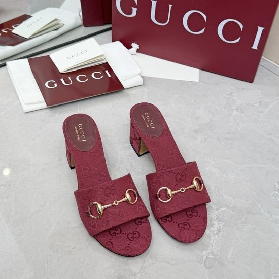 Gucci Classic Buckle Decor Leather Upper Comfort Slide Slippers