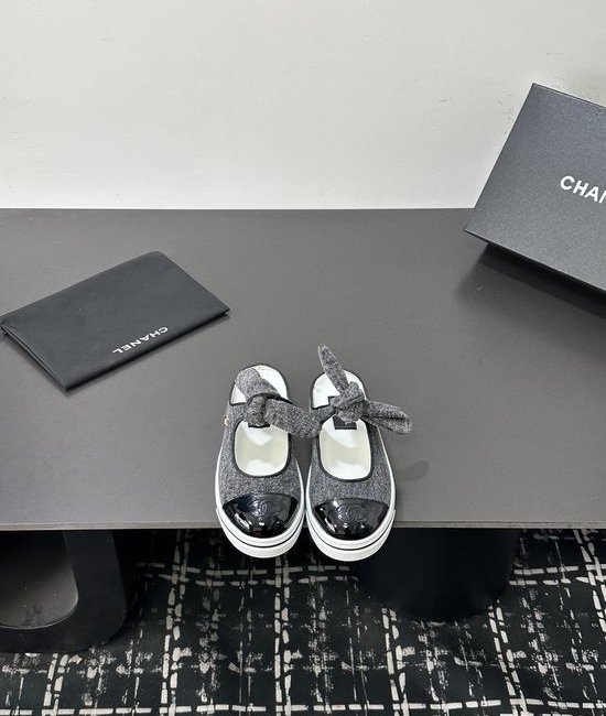 Chanel Denim Leather Comfortable Sandals Rubber Outsole