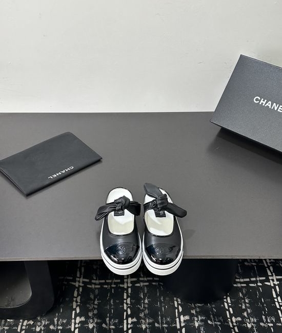 Chanel Denim Leather Comfortable Sandals Rubber Outsole
