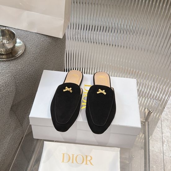Christian Dior CD Flat Slides Premium Soft Leather Comfortable Casual Daily Wear