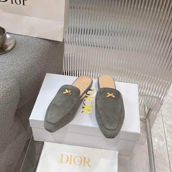 Christian Dior CD Flat Slides Premium Soft Leather Comfortable Casual Daily Wear
