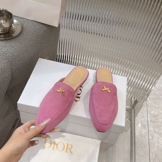 Christian Dior CD Flat Slides Premium Soft Leather Comfortable Casual Daily Wear