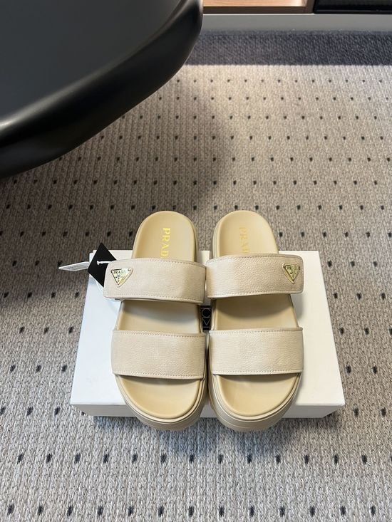 Prada Retro Chunky Double-Band Slides for Casual Style