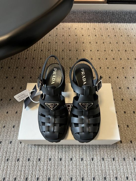 Prada Chunky Roman Sandals with Buckle Strap Design