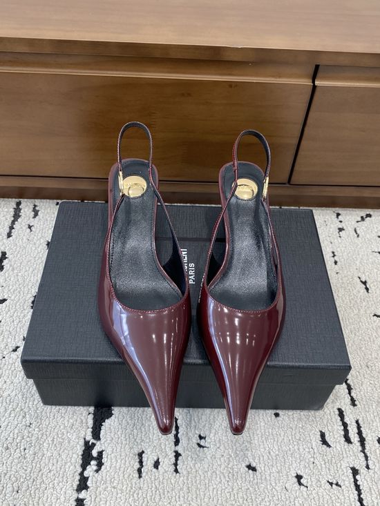 Yves Saint Laurent Pointed Toe Chain Detail Kitten Heel Mule Sandals