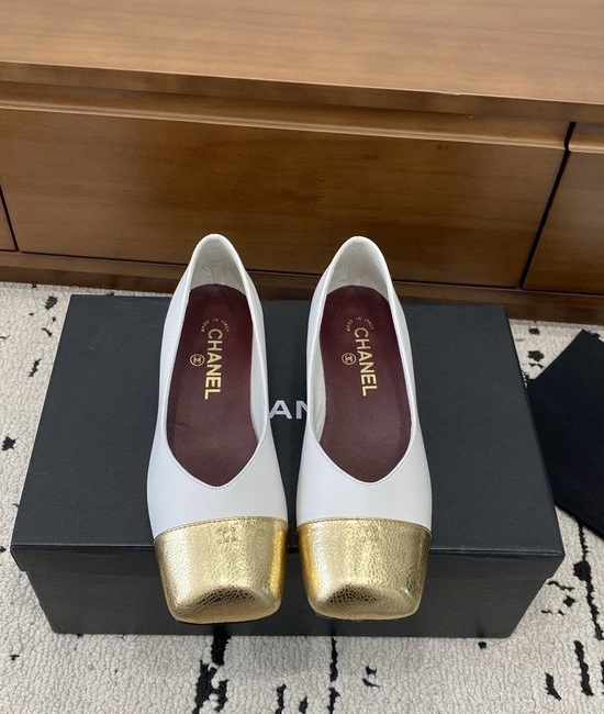 Chanel Color Block Chunky Heel Square Toe Mary Jane Flats