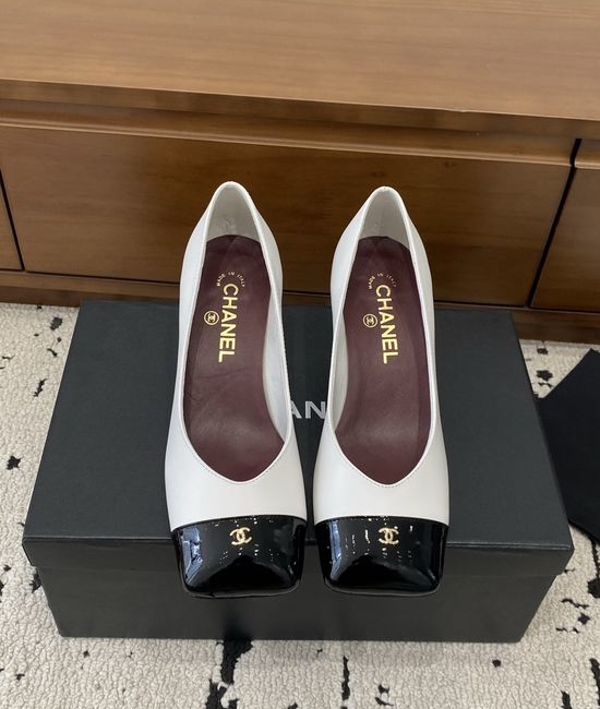 Chanel Color Block Chunky Heel Square Toe Mary Jane Shoes