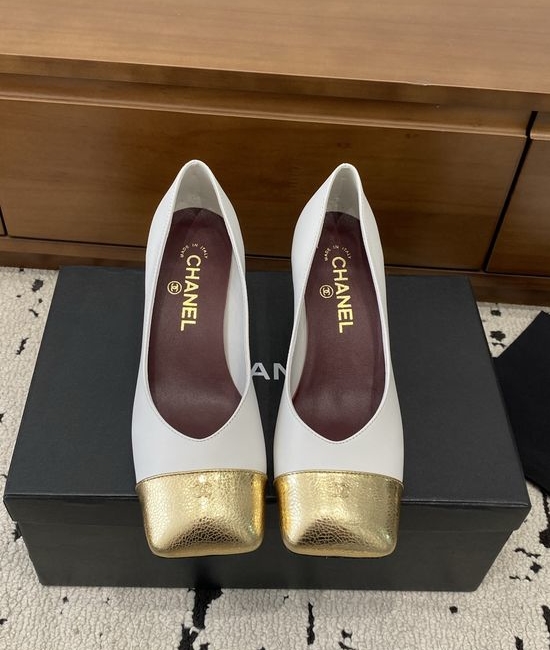 Chanel Color Block Chunky Heel Square Toe Mary Jane Shoes