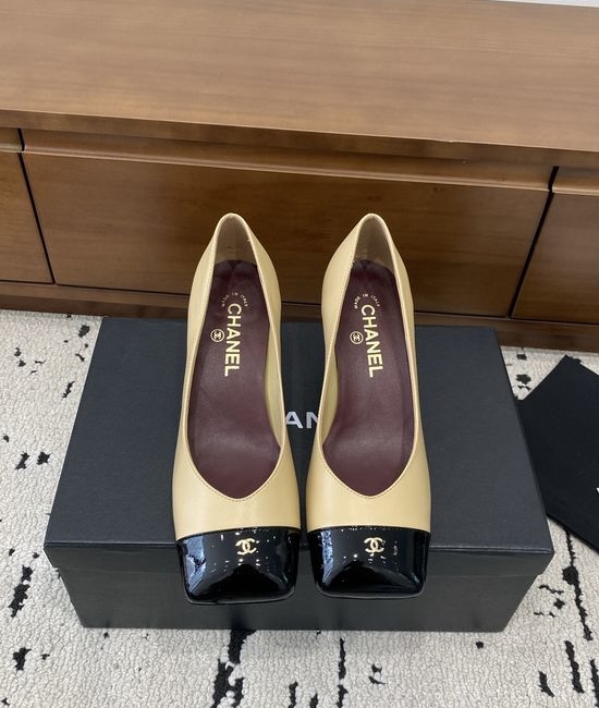 Chanel Color Block Chunky Heel Square Toe Mary Jane Shoes