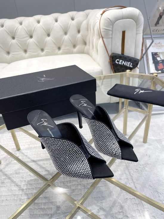 Giuseppe Zanotti Rhinestone Silk Stiletto High Heel Shoes