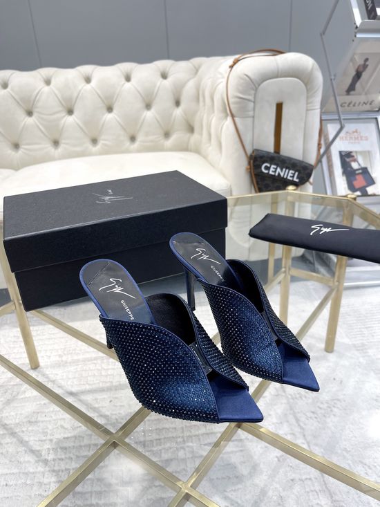 Giuseppe Zanotti Rhinestone Silk Stiletto High Heel Shoes