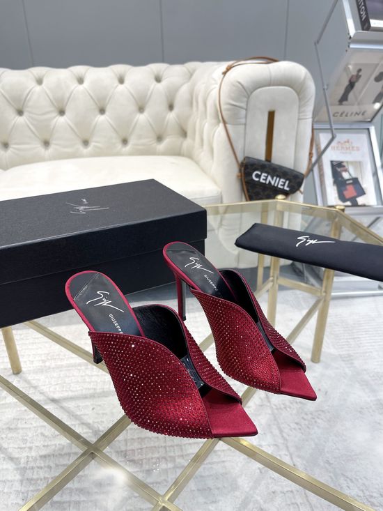 Giuseppe Zanotti Rhinestone Silk Stiletto High Heel Shoes
