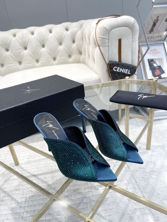 Giuseppe Zanotti Rhinestone Silk Stiletto High Heel Shoes