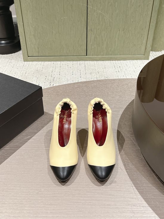 Chanel Colorblock Pointed Heel Pumps with Adjustable Elastic Strap