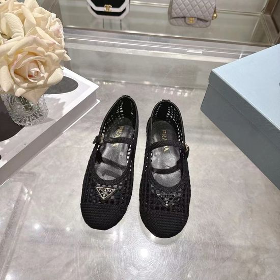 Prada Crochet Upper Non Slip Rubber Sole Flat Casual Shoes