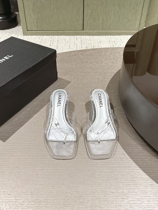 Chanel Clear Crystal Embellished Jelly Sandals With Non Slip Sole