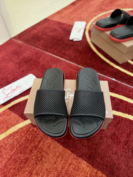 Christian Louboutine Mesh Printed Non Slip Comfort Casual Slide Sandals