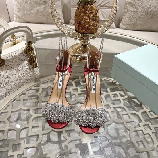 Aquazzura Reinstone Butterfly High-heeled Sandals with Silk Satin