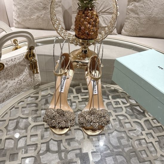 Aquazzura Reinstone Butterfly High-heeled Sandals with Silk Satin