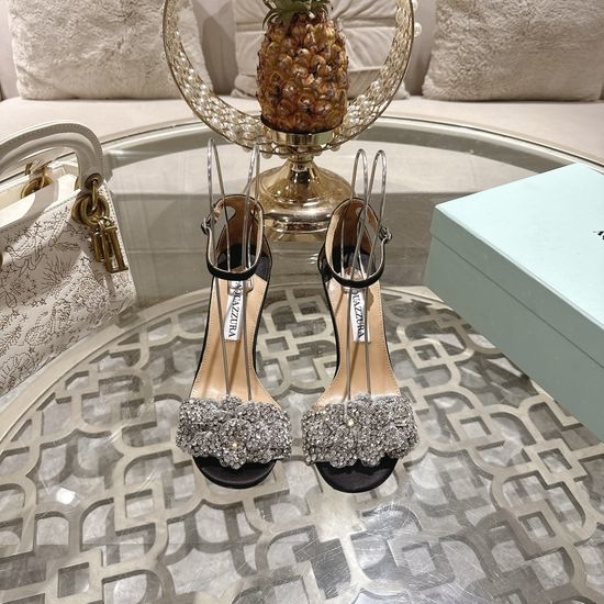 Aquazzura Reinstone Butterfly High-heeled Sandals with Silk Satin