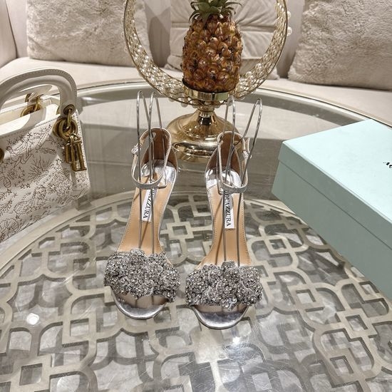 Aquazzura Reinstone Butterfly High-heeled Sandals with Silk Satin