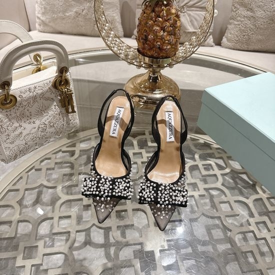 Aquazzura Bow Rhinestone Mesh Pointed Toe Stiletto Heels