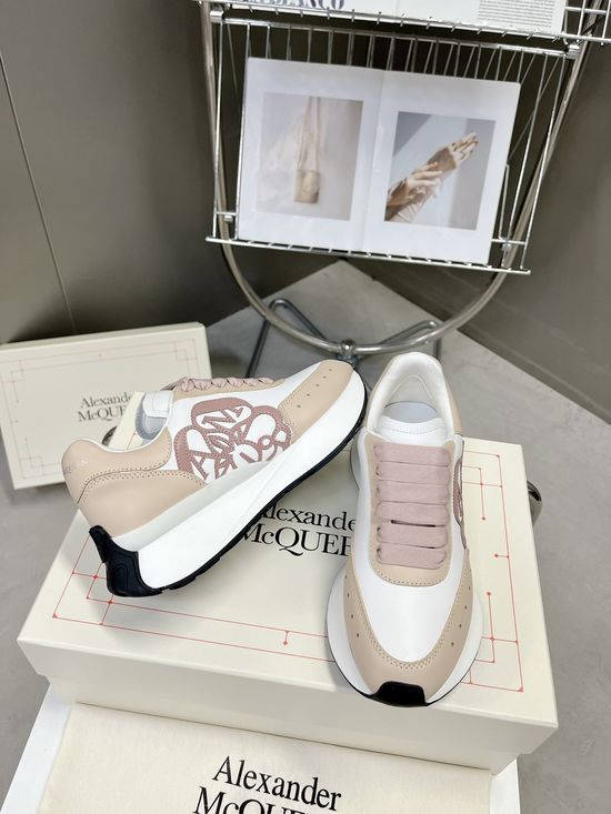 McQueen Embossed Leather Fashion Sneakers with Extra Laces