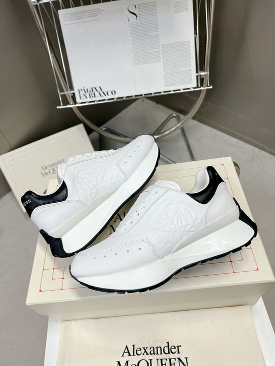 McQueen Embossed Leather Fashion Sneakers with Extra Laces