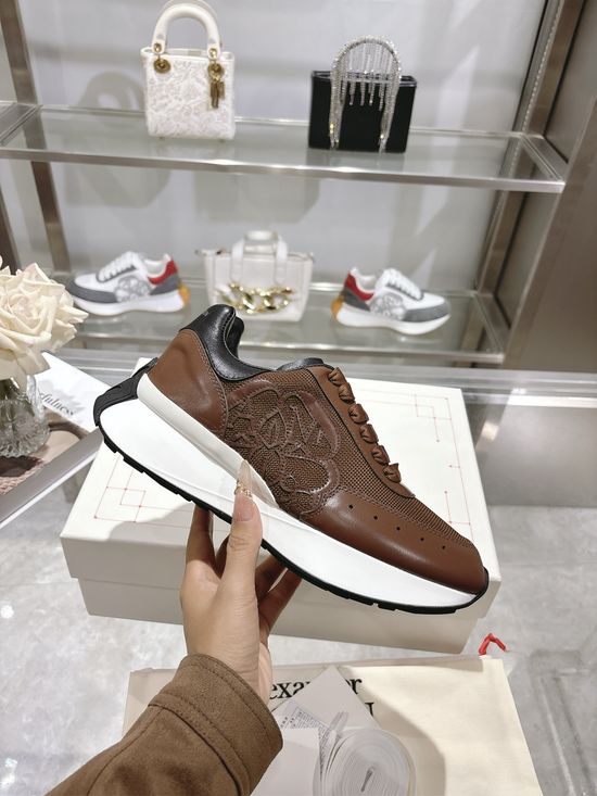 McQueen Embossed Leather Fashion Sneakers with Extra Laces